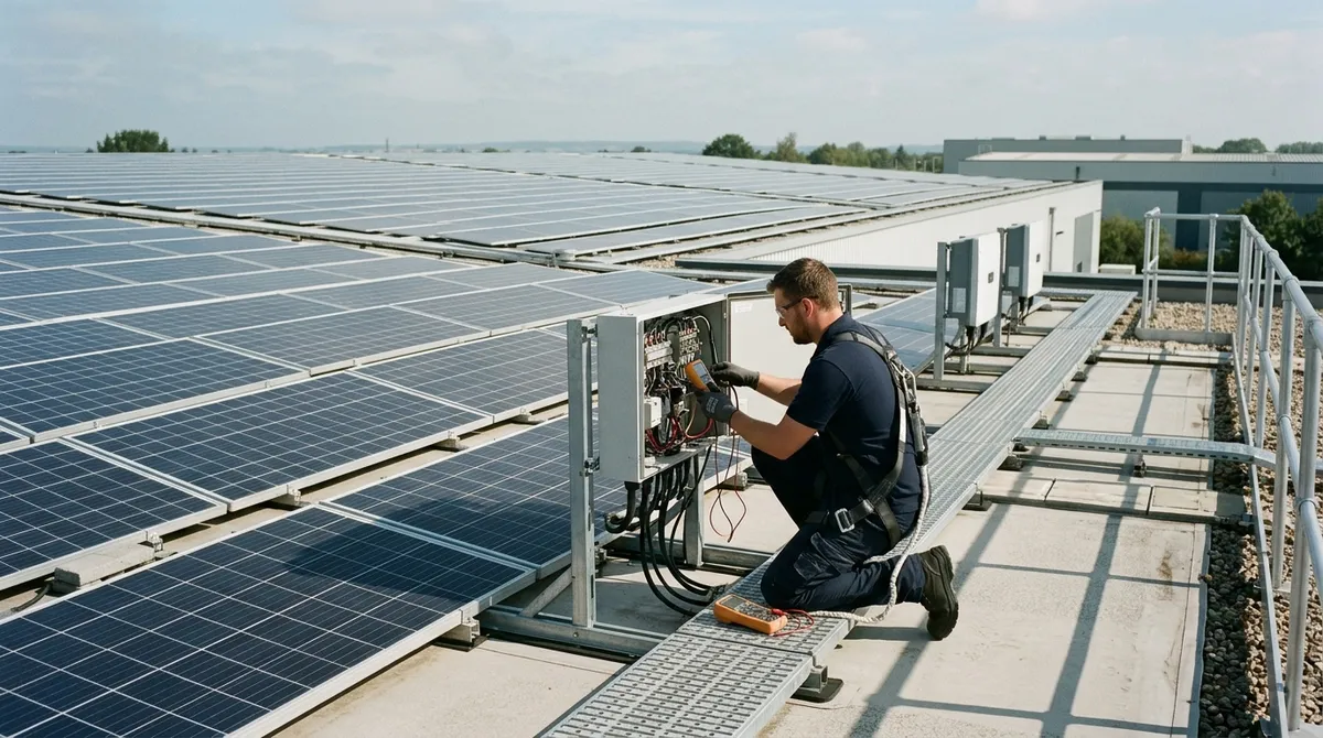 Panneaux photovoltaïques en toiture de bâtiment d’activité